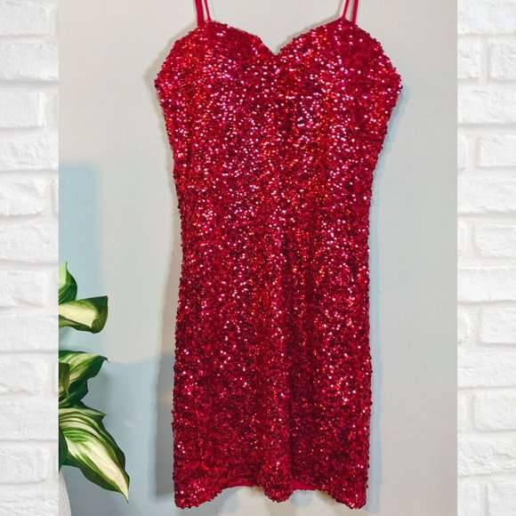 Dresses & Skirts - Pink Strappy Sequin Mini Bodycon Dress